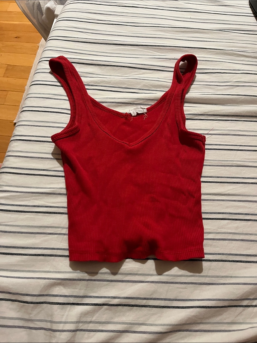 Cotton On Red Ribbed V-Neck Tank Top